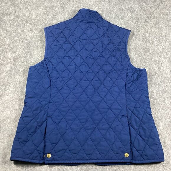 Lands End Puffer Vest Women’s Small Navy Blue Quilted Outdoor Pockets Vents - Picture 6 of 16